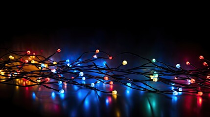 Poster - Christmas garland bulbs created with Generative AI technology