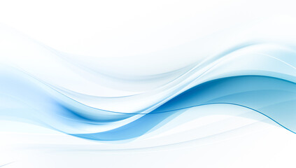 Poster - Smooth clean blue abstract background, with curved lines and shapes
