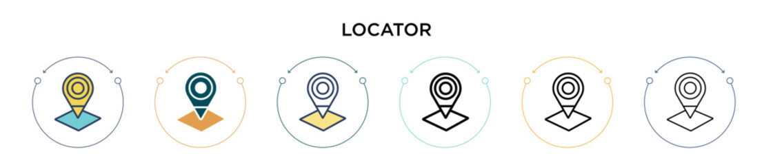 Poster - locator icon in filled, thin line, outline and stroke style. vector illustration of two colored and 