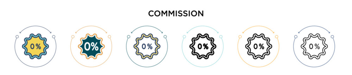Poster - commission icon in filled, thin line, outline and stroke style. vector illustration of two colored a