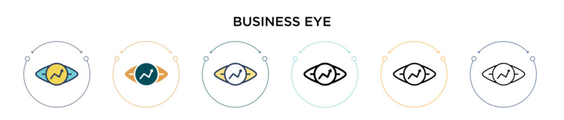 Poster - Business eye icon in filled, thin line, outline and stroke style. Vector illustration of two colored and black business eye vector icons designs can be used for mobile, ui, web