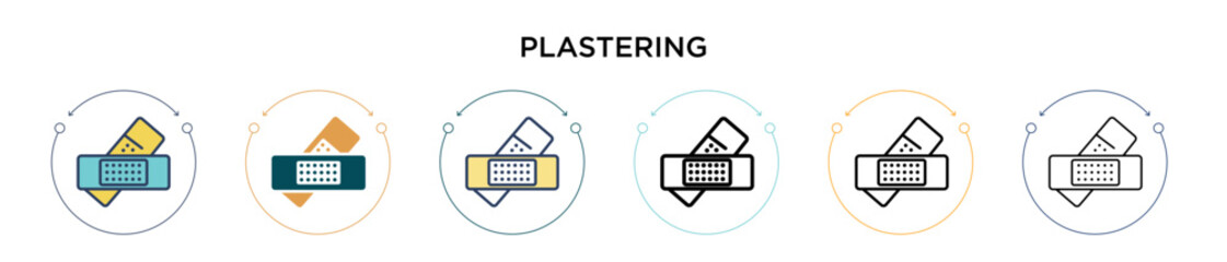 Poster - plastering icon in filled, thin line, outline and stroke style. vector illustration of two colored a