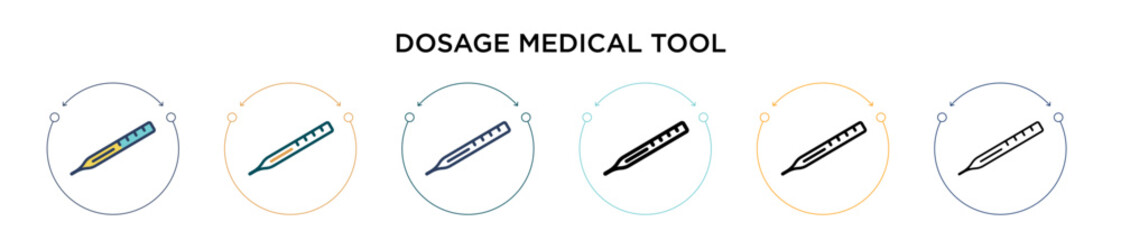 Poster - dosage medical tool icon in filled, thin line, outline and stroke style. vector illustration of two 