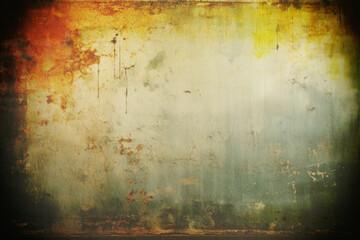 Wall Mural - Vintage distressed old paper canvas texture film grain, dust and scratches texture with vignette border background for design backdrop or overlay design