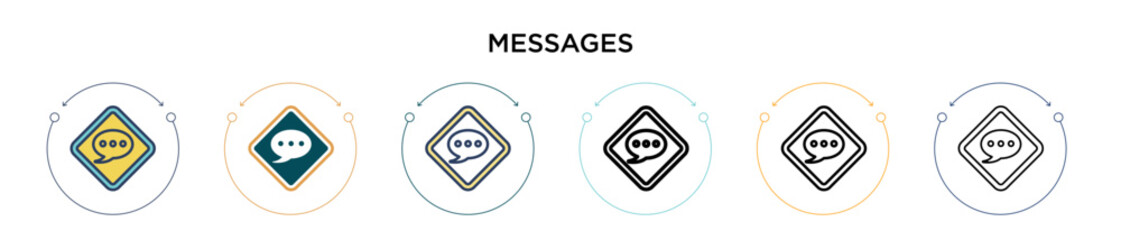 Poster - messages icon in filled, thin line, outline and stroke style. vector illustration of two colored and