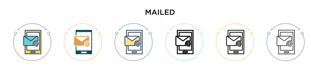 Poster - mailed icon in filled, thin line, outline and stroke style. vector illustration of two colored and b
