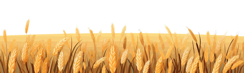 Wall Mural - wheat field vector simple 3d smooth cut and paste isolated illustration