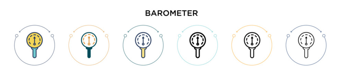 Poster - Barometer icon in filled, thin line, outline and stroke style. Vector illustration of two colored and black barometer vector icons designs can be used for mobile, ui, web