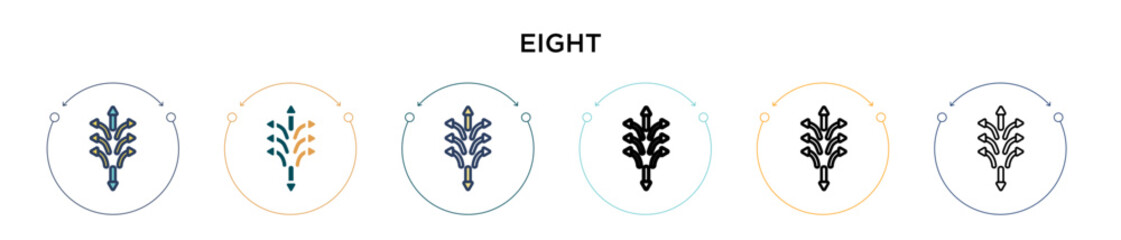 Poster - eight icon in filled, thin line, outline and stroke style. vector illustration of two colored and bl