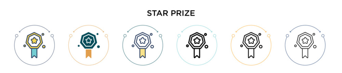 Poster - star prize icon in filled, thin line, outline and stroke style. vector illustration of two colored a