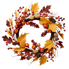 Wall Mural - autumn wreath with leaves