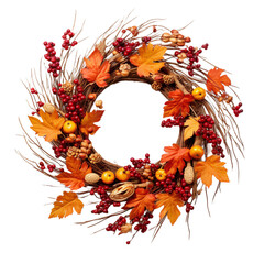Wall Mural - autumn wreath with leaves