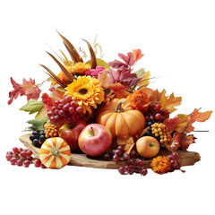 Wall Mural - autumn still life with pumpkins and flowers