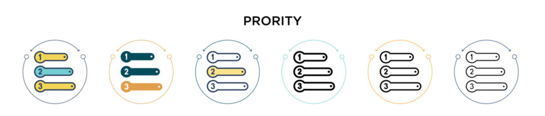 Poster - Prority icon in filled, thin line, outline and stroke style. Vector illustration of two colored and black prority vector icons designs can be used for mobile, ui, web