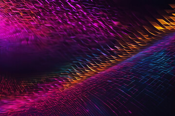 Wall Mural - an abstract representation of virtual space and the movement of data across networks, the neon light