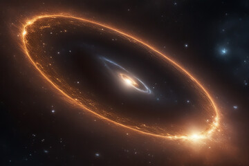 Wall Mural - a large cluster of galactic stars in the form of a ring inside which there is dark matter with a bla