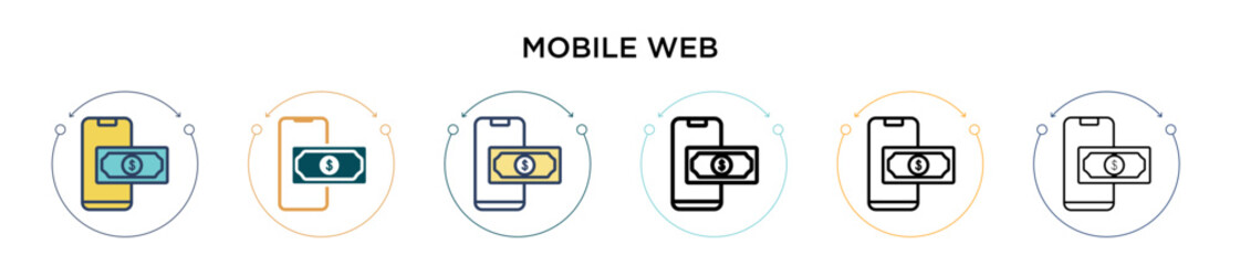 Aufkleber - Mobile web icon in filled, thin line, outline and stroke style. Vector illustration of two colored and black mobile web vector icons designs can be used for mobile, ui, web