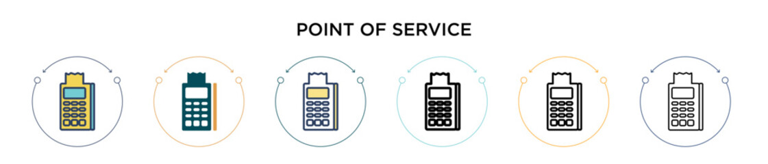 Poster - point of service icon in filled, thin line, outline and stroke style. vector illustration of two col
