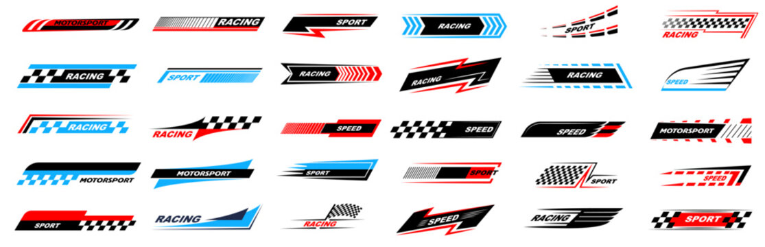 Wall Mural -  - Sports stripes, car stickers black color. Racing decals for tuning set. Vector illustration.