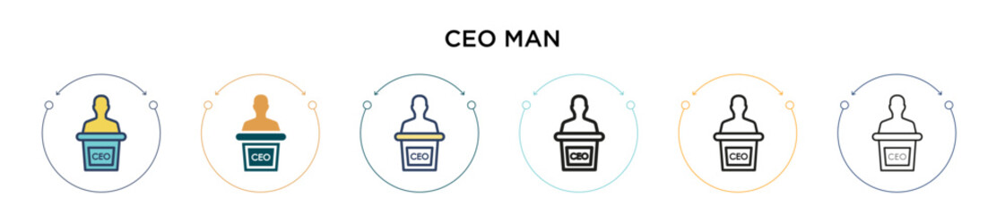Poster - ceo man icon in filled, thin line, outline and stroke style. vector illustration of two colored and 