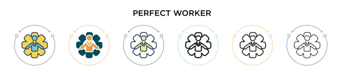 Poster - Perfect worker icon in filled, thin line, outline and stroke style. Vector illustration of two colored and black perfect worker vector icons designs can be used for mobile, ui, web