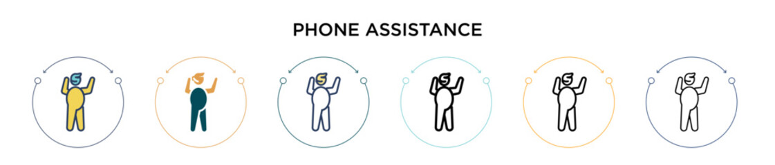 Poster - phone assistance icon in filled, thin line, outline and stroke style. vector illustration of two col