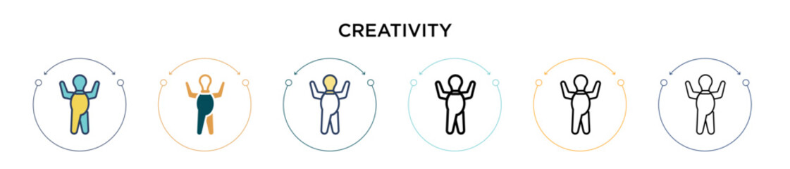 Poster - creativity icon in filled, thin line, outline and stroke style. vector illustration of two colored a