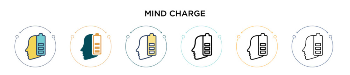 Poster - mind charge icon in filled, thin line, outline and stroke style. vector illustration of two colored 
