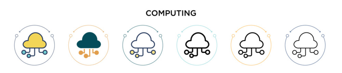 Poster - Computing icon in filled, thin line, outline and stroke style. Vector illustration of two colored and black computing vector icons designs can be used for mobile, ui, web