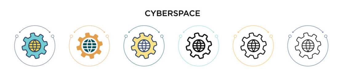 Poster - Cyberspace icon in filled, thin line, outline and stroke style. Vector illustration of two colored and black cyberspace vector icons designs can be used for mobile, ui, web