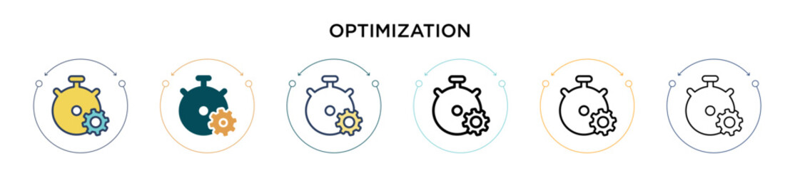 Poster - Optimization icon in filled, thin line, outline and stroke style. Vector illustration of two colored and black optimization vector icons designs can be used for mobile, ui, web
