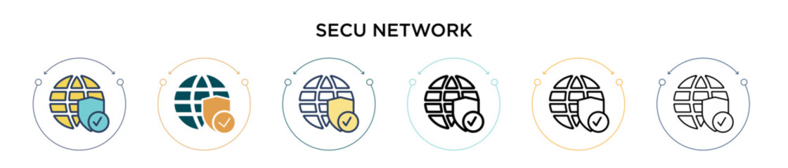 Poster - Secured network icon in filled, thin line, outline and stroke style. Vector illustration of two colored and black secured network vector icons designs can be used for mobile, ui, web