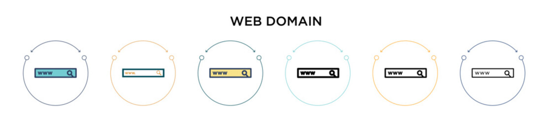 Aufkleber - Web domain icon in filled, thin line, outline and stroke style. Vector illustration of two colored and black web domain vector icons designs can be used for mobile, ui, web