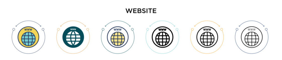 Aufkleber - Website icon in filled, thin line, outline and stroke style. Vector illustration of two colored and black website vector icons designs can be used for mobile, ui, web