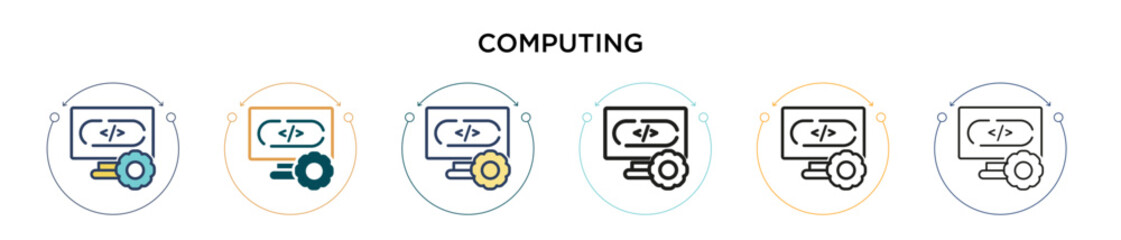 Poster - Computing icon in filled, thin line, outline and stroke style. Vector illustration of two colored and black computing vector icons designs can be used for mobile, ui, web