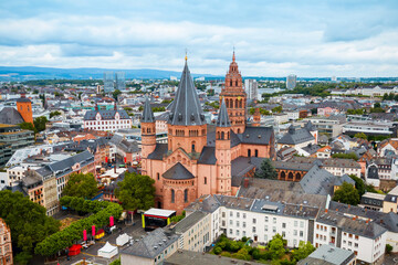 Mainz cathedral aerial view, Germany