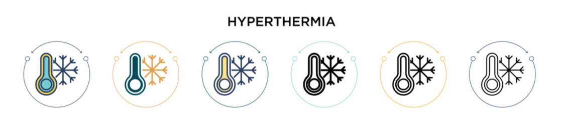 Poster - Hyperthermia icon in filled, thin line, outline and stroke style. Vector illustration of two colored and black hyperthermia vector icons designs can be used for mobile, ui, web