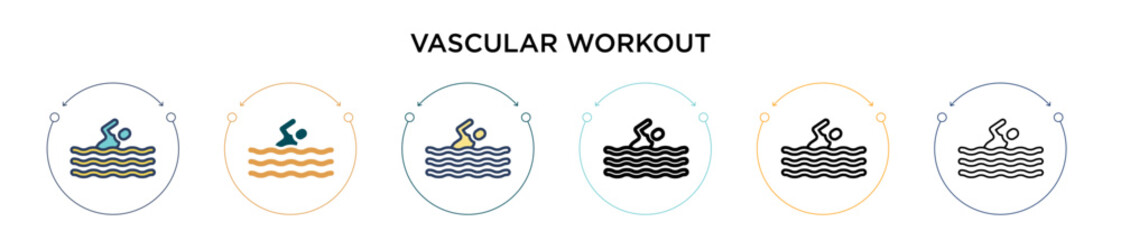 Vascular workout icon in filled, thin line, outline and stroke style. Vector illustration of two colored and black vascular workout vector icons designs can be used for mobile, ui, web