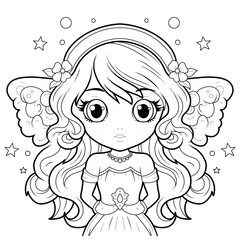 Canvas Print - cute little girl with fairy wings, butterfly, png, kawaii 