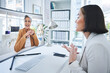 © Azee/peopleimages.com - Business woman, video call and computer screen for online meeting, manager feedback and planning in office. Professional employees, b2b clients or mentor in virtual communication of support or advice