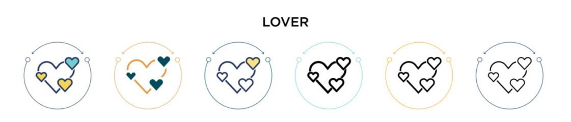 Wall Mural - lover icon in filled, thin line, outline and stroke style. vector illustration of two colored and bl