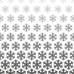 Wall Mural - Snowflake seamless pattern. Repeating fades degrade snowflakes background. Repeated fadew geometric texture. Gradation faded geometry prints. Cute fading crystal. Repeat lattice. Vector illustration