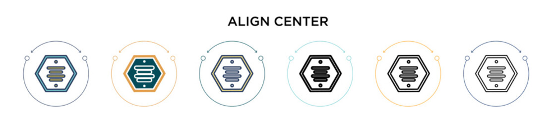 Poster - align center icon in filled, thin line, outline and stroke style. vector illustration of two colored