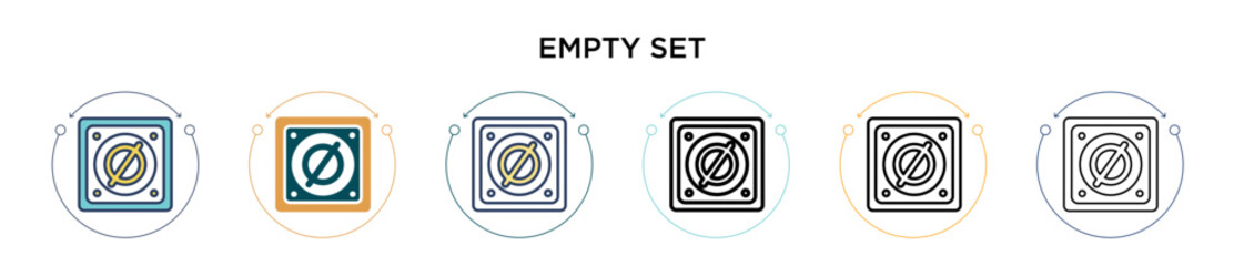 Poster - empty set icon in filled, thin line, outline and stroke style. vector illustration of two colored an