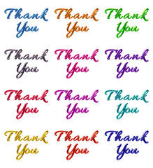 Fototapete - Set of thank you word typography design isolated on transparent background in 3d rendering for message, business concept.