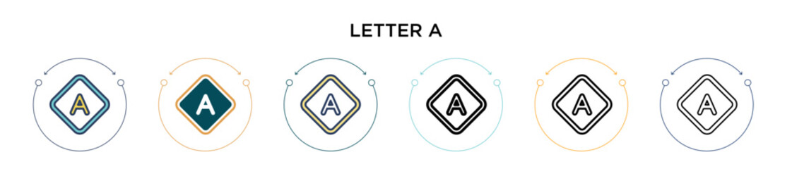 Poster - letter a icon in filled, thin line, outline and stroke style. vector illustration of two colored and