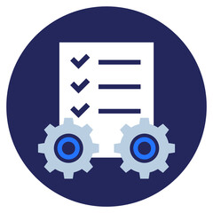 Sticker - Project management, gears and checklist icon