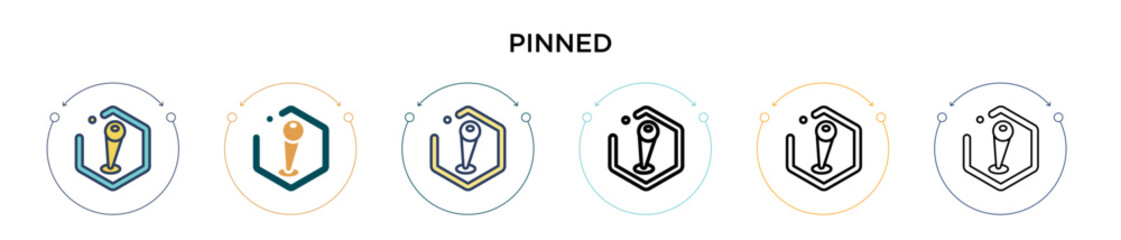 Poster - pinned icon in filled, thin line, outline and stroke style. vector illustration of two colored and b