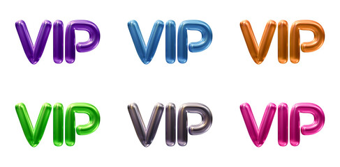 Poster - Set of vip text in 3d rendering isolated on transparent background for business, rich and royal concept