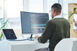 © Azee/peopleimages.com - Programmer, technician man and computer for coding, software script or cyber security in office. Behind IT engineer person with technology for programming, future and data analytics or innovation